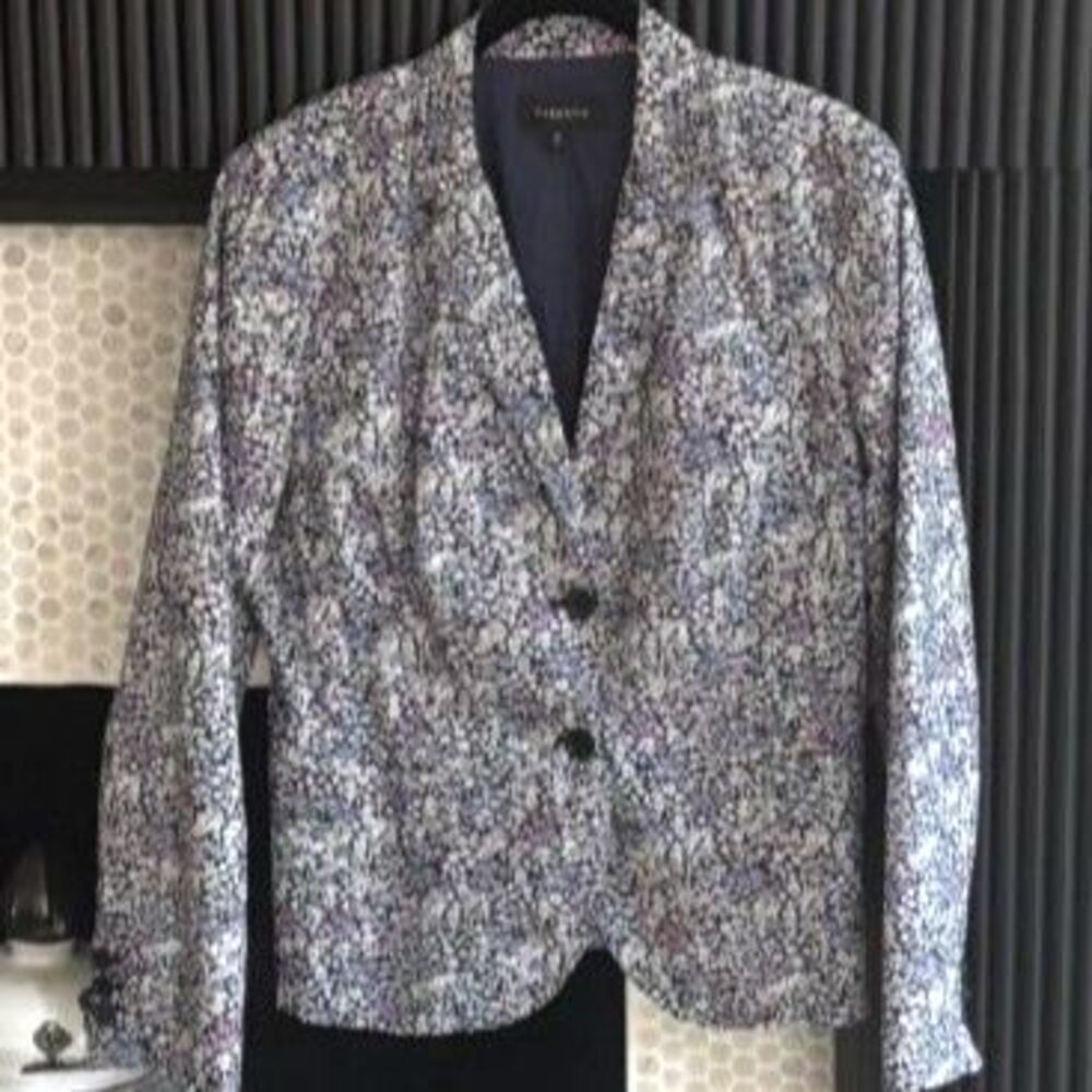 Talbots Floral Print Cotton Blazer Sz 14